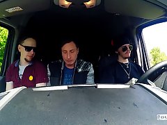 Tattooed, German babe is getting fucked in the back of a van, and enjoying it a lot