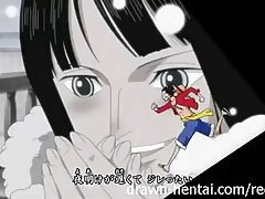 Hentai slut is sucking a huge dick very deep, expecting to get fucked until she cums