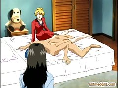 Japanese cartoon guy is fucking his secretary while his wife is out of town for the weekend
