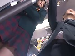 Japanese babe is getting molested in the bus and it looks like she likes it