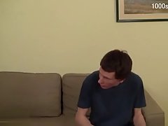 Fresh blonde lady is getting cum all over her lips while having group sex with guys