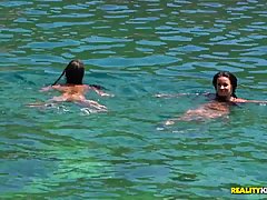 Bisexual whores are having fun in Mykonos, with a guy they met a while ago