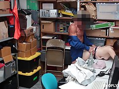 Sensual teen is moaning loudly, while getting her boss’s greasy cock, on her working desk