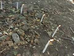 Kinky blonde girl, Kate England is getting fucked in the forest, in the middle of the day