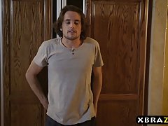 Big tited step mom and her step son are having a nice action, in the living room