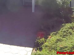 Gorgeous blonde likes to play with her massive tits while her lover is stuffing her pussy