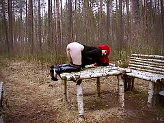 Hot woman with red hair, Ferggy is masturbating in the nature, in the middle of the day