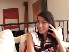Petite, dark haired cheerleader is having casual sex with her friend, every once in a while