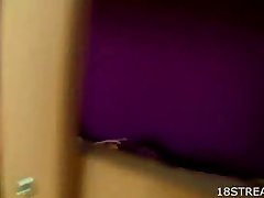 Naughty brunette is staying in her friend's place for a while and fucking her boyfriend quite often