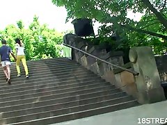 Benedikta went to Cyril's place and asked him to fuck her in a doggy style position