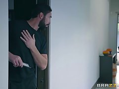 Handsome man with a beard is rubbing his big cock between a hot blonde’s legs