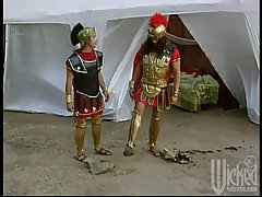 Horny actors are having a break between sets and using it to have group sex